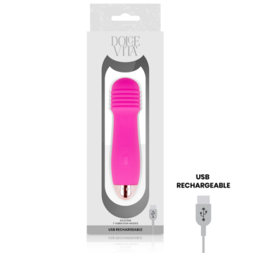 DOLCE VITA - VIBRATORE RICARICABILE TRE ROSA 7 VELOCITÀ - immagine 3