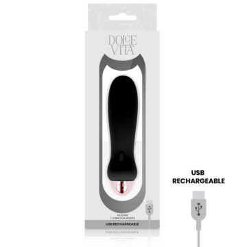 DOLCE VITA - VIBRATORE RICARICABILE CINQUE NERO A 7 VELOCITÀ - immagine 3