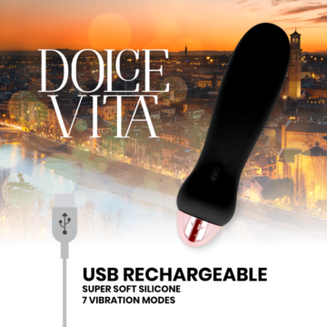 DOLCE VITA - VIBRATORE RICARICABILE CINQUE NERO A 7 VELOCITÀ - immagine 4