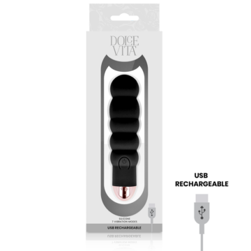 DOLCE VITA - VIBRATORE RICARICABILE SEI NERO 7 VELOCITÀ - immagine 3