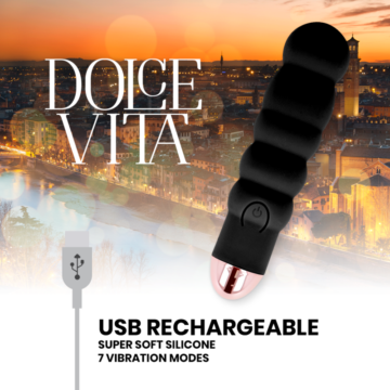 DOLCE VITA - VIBRATORE RICARICABILE SEI NERO 7 VELOCITÀ - immagine 4