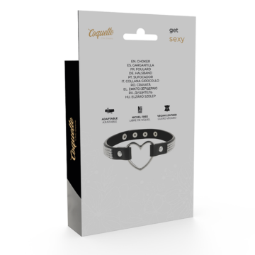 COQUETTE CHIC DESIRE CHOKER ARTIGIANALE IN PELLE VEGAN - CUORE - immagine 5