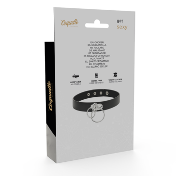 COQUETTE CHIC DESIRE CHOKER ARTIGIANALE IN PELLE VEGAN - DOPPIO ANELLO - immagine 5