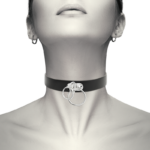 COQUETTE CHIC DESIRE CHOKER ARTIGIANALE IN PELLE VEGAN - DOPPIO ANELLO