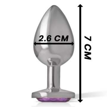 INTENSE - PLUG ANALE IN METALLO ALLUMINIO CON CRISTALLO VIOLA MISURA S - immagine 4