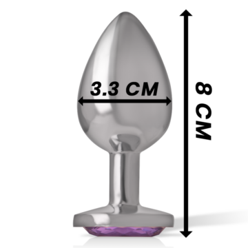 INTENSE - PLUG ANALE IN METALLO ALLUMINIO CON CRISTALLO VIOLA TAGLIA M - immagine 4