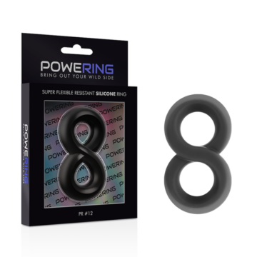 POWERING - ANELLO PER PENE E TESTICOLI SUPER FLESSIBILE E RESISTENTE PR12 NERO - immagine 4