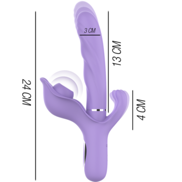 INTENSE - VIBRATORE MULTIFUNZIONE RICARICABILE BILLIE ASPIRANTE E PULSANTE VIOLA - immagine 3