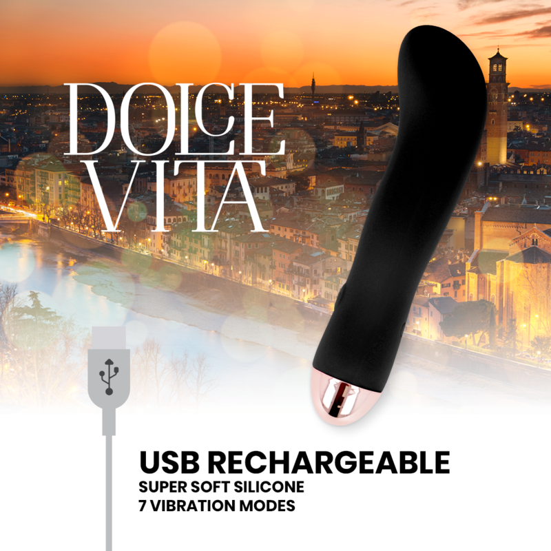 DOLCE VITA - VIBRATORE RICARICABILE DUE NERO 7 VELOCITÀ - immagine 5