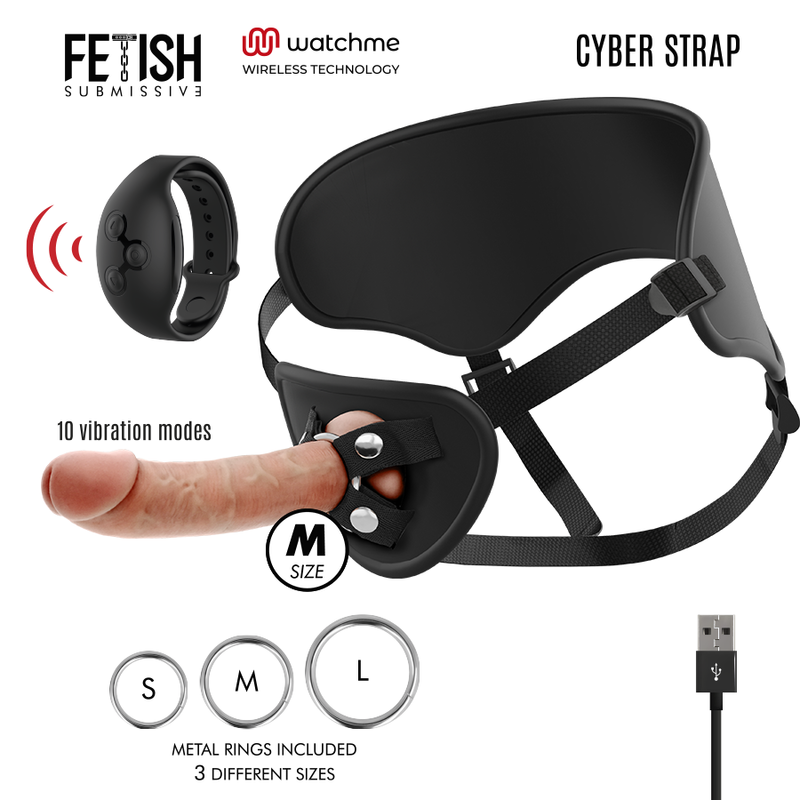 FETISH SUBMISSIVE CYBER STRAP - IMBRAGATURA CON TELECOMANDO TECNOLOGIA DILDO WATCHME M - immagine 2