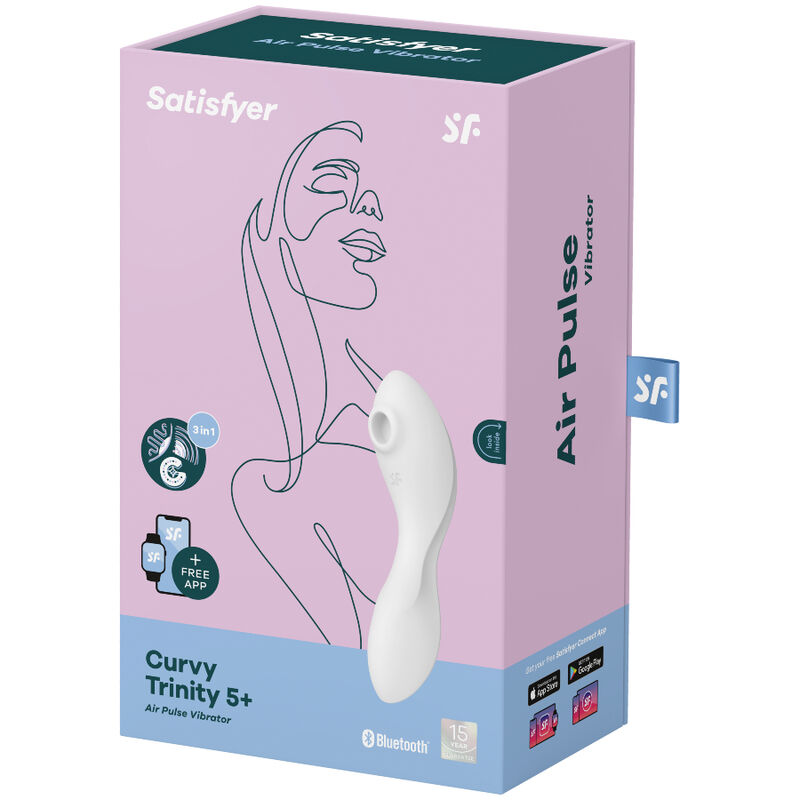 SATISFYER CURVY TRINITY 5 AIR PULSE STIMULATOR VIBRATOR APP - WHITE - immagine 4