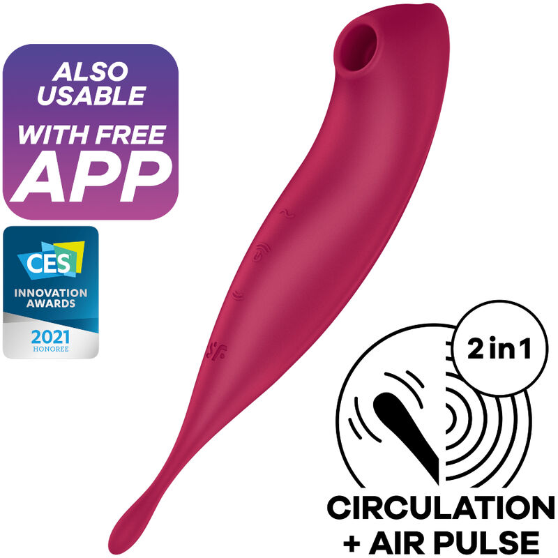 SATISFYER TWIRLING PRO+ STIMOLATORE DI IMPULSI D''ARIA E VIBRATORE APP - VERDE