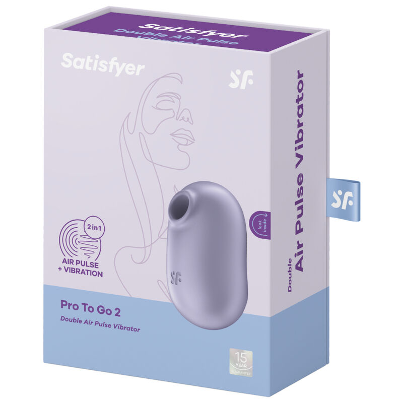 SATISFYER PRO TO GO 2 STIMOLATORE E VIBRATORE A DOPPIO IMPULSO D''ARIA - VIOLA - immagine 5