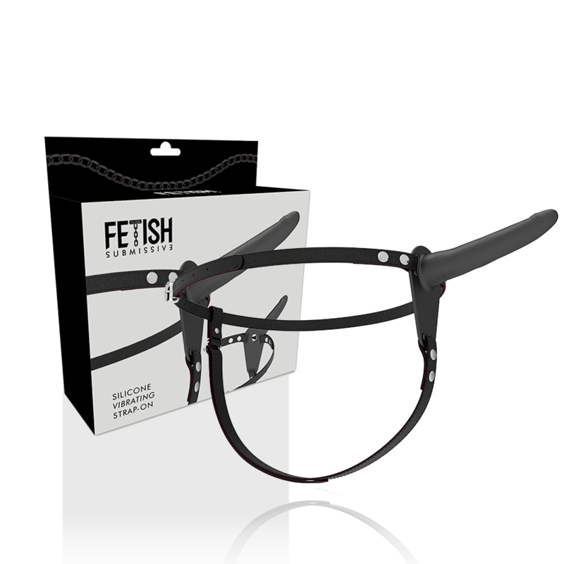 FETISH SUBMISSIVE ARNÉS VIBRADOR SILICONA NEGRO 15CM - immagine 2