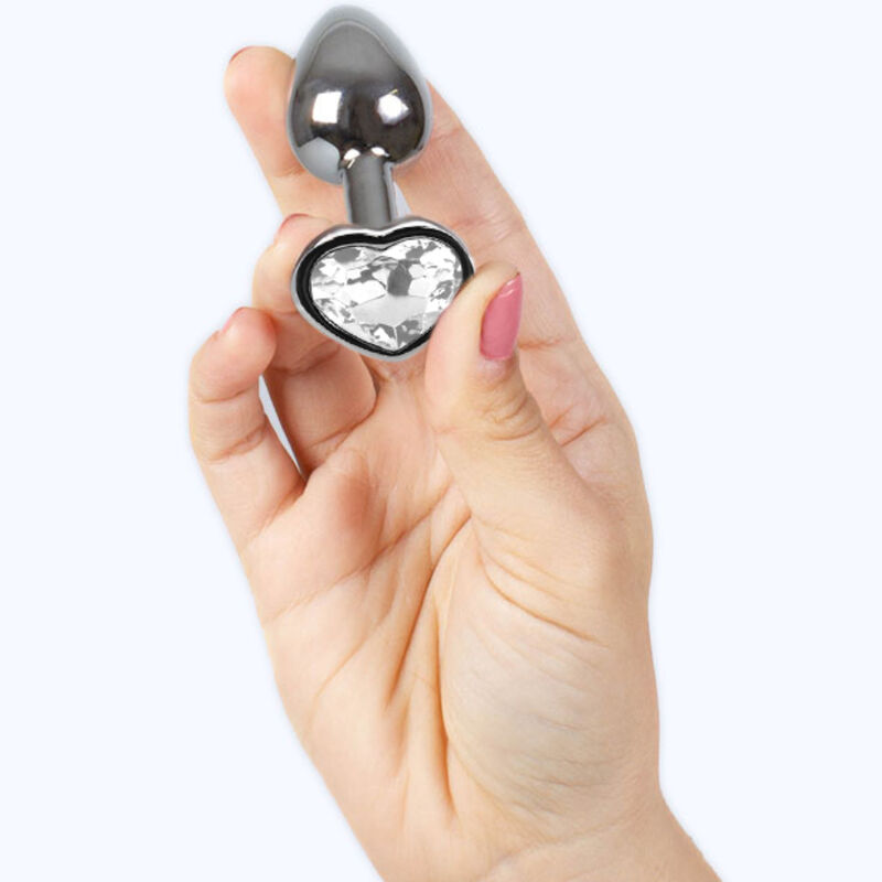SECRETPLAY - TAPPO IN METALLO CUORE DI CRISTALLO TRASPARENTE TAGLIA PICCOLA 7 CM - immagine 3