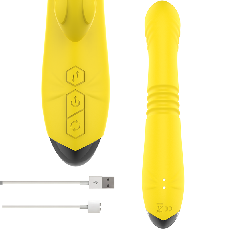 INTENSE - VIBRATORE MULTIFUNZIONE TOKY UP  DOWN CON STIMOLATORE CLITORALE GIALLO - immagine 4