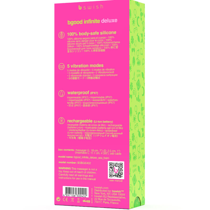 B SWISH - BGOOD INFINITE DELUXE VIBRATORE RICARICABILE IN SILICONE BLU - immagine 5