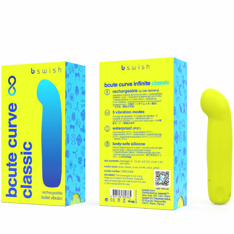 B SWISH - BCUTE CURVE INFINITE CLASSIC VIBRATORE IN SILICONE RICARICABILE GIALLO - immagine 3
