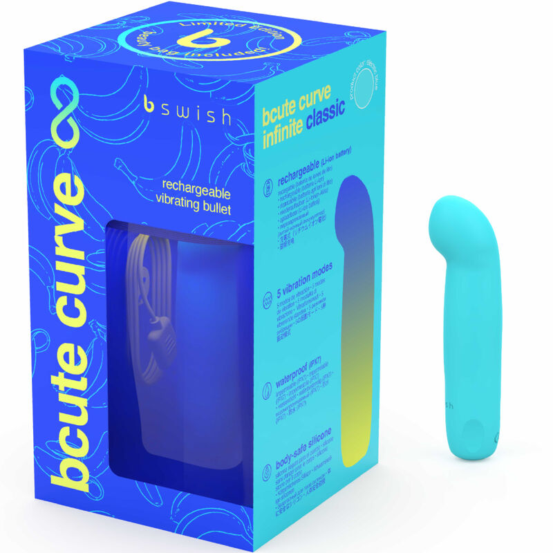 B SWISH - VIBRATORE RICARICABILE IN SILICONE BLU BCUTE CURVE INFINITE CLASSIC EDIZIONE LIMITATA - immagine 4