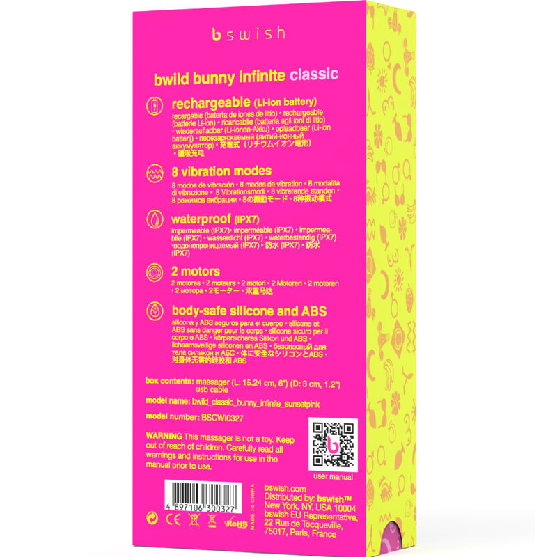 B SWISH - BWILD BUNNY INFINITE CLASSIC VIBRATORE RICARICABILE IN SILICONE ROSA - immagine 5