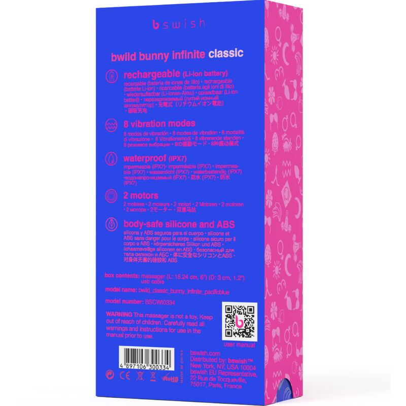 B SWISH - BWILD BUNNY INFINITE CLASSIC VIBRATORE RICARICABILE IN SILICONE BLU - immagine 5