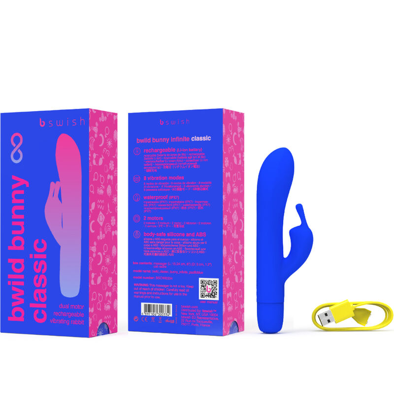 B SWISH - BWILD BUNNY INFINITE CLASSIC VIBRATORE RICARICABILE IN SILICONE BLU - immagine 3