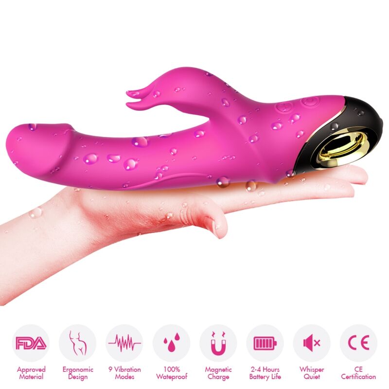 ARMONY - METEROR DILDO VIBRATORE RABBIT ROTATOR FUCSIA - immagine 3