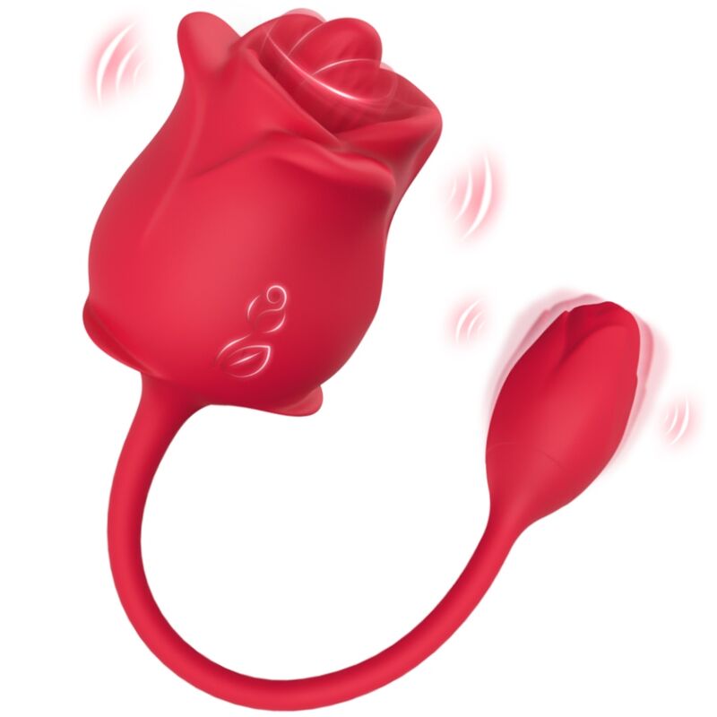 ARMONY - STIMOLATORE E VIBRATORE ROSA 2 IN 1 CON ASPIRAZIONE E CODA ROSSA 10 MODALITÀ - immagine 5