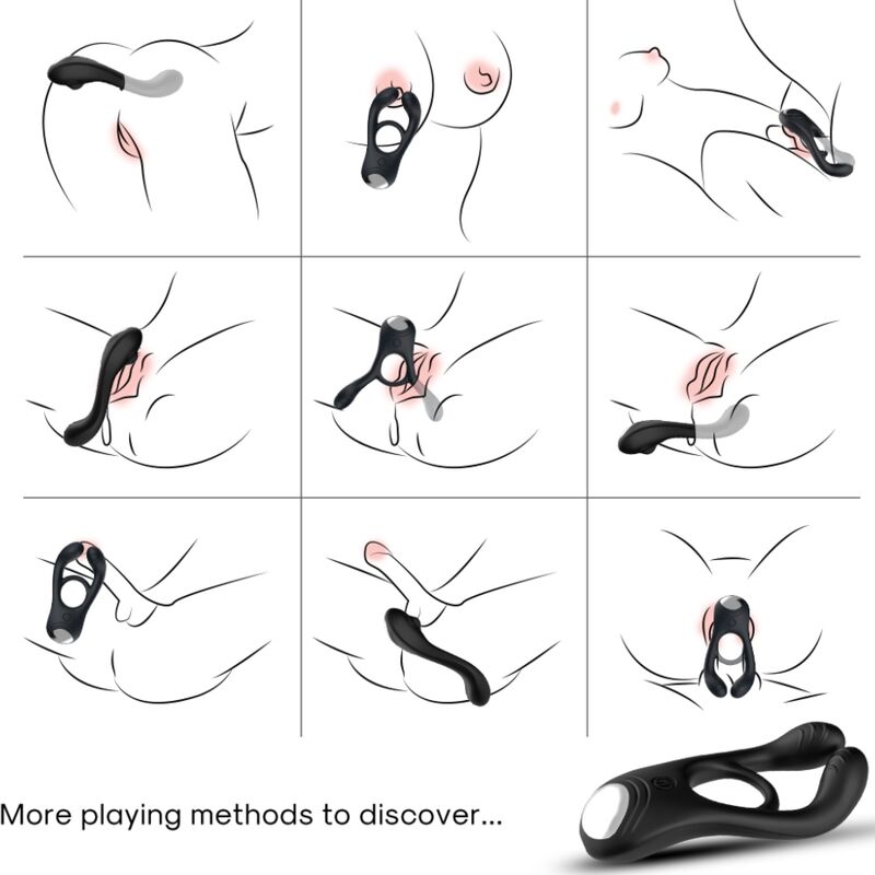 ARMONY - ANELLO VIBRATORE DOPPIO VEYRON GIOCATTOLO PER COPPIA NERO - immagine 2