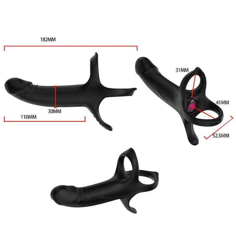 ARMONY - DILDO CON ANELLO E VIBRATORE TELECOMANDO NERO - immagine 3
