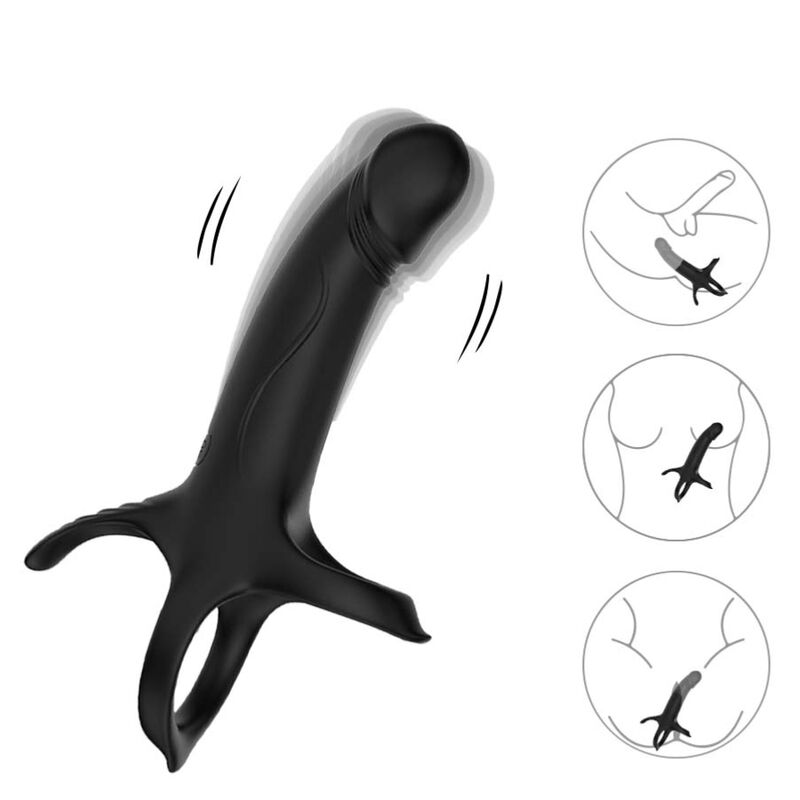 ARMONY - DILDO CON ANELLO E VIBRATORE TELECOMANDO NERO - immagine 2