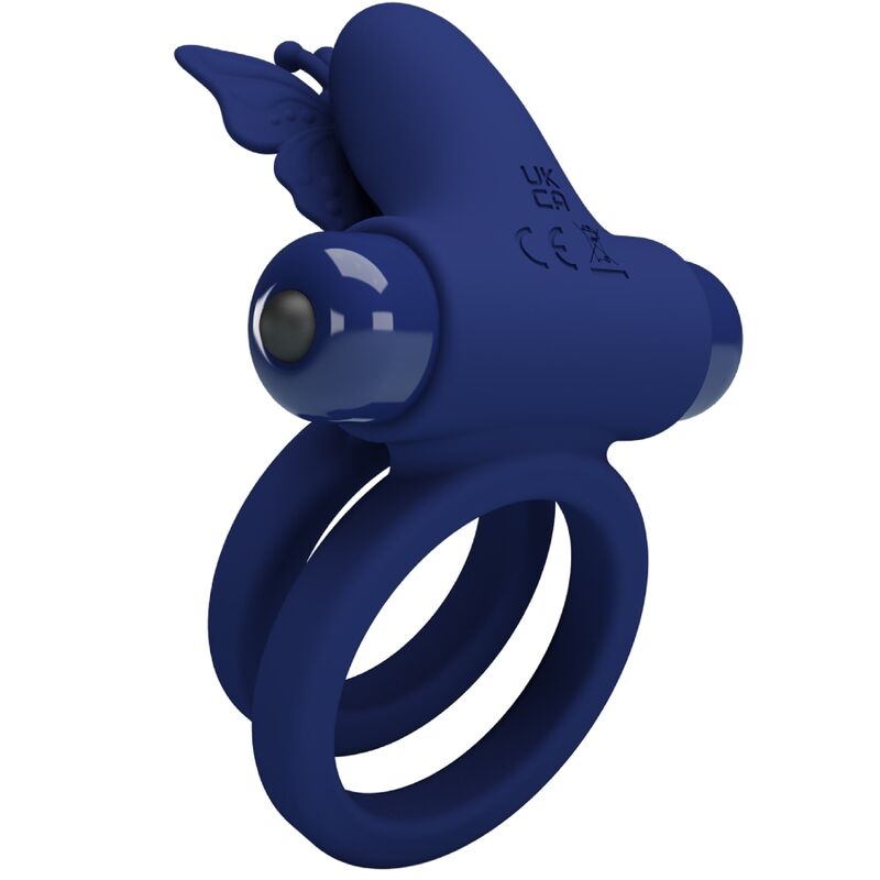 PRETTY LOVE - JAMELE DOPPIO ANELLO CON VIBRAZIONE E STIMOLATORE FARFALLA BLU - immagine 3