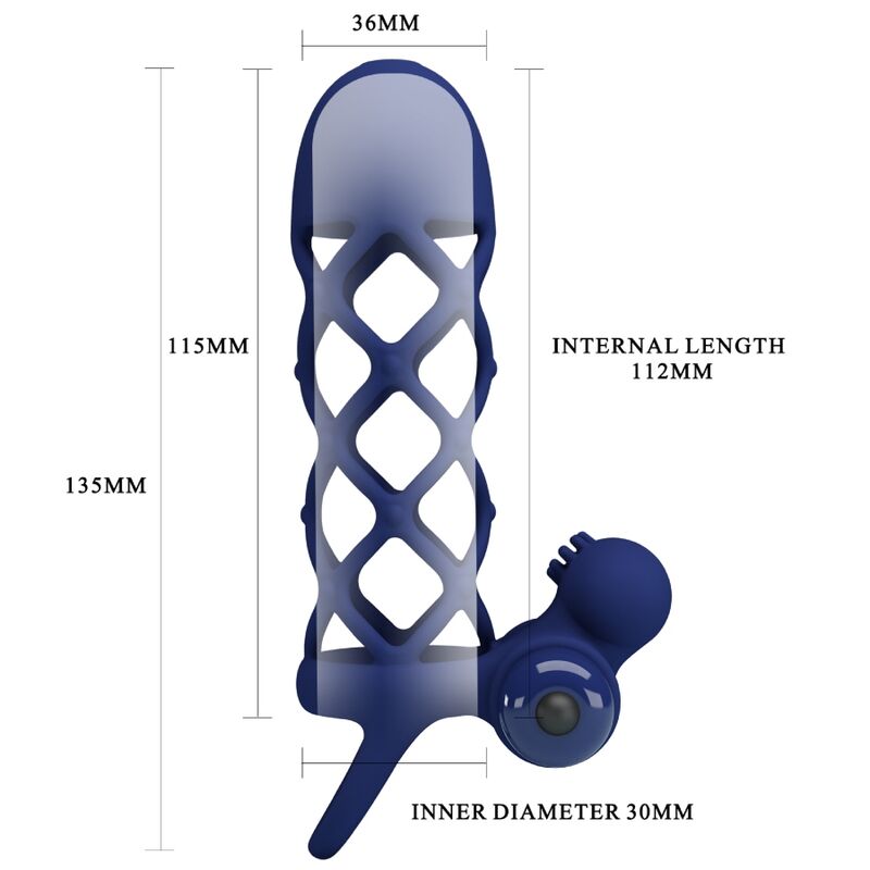 PRETTY LOVE - GIANN ANELLO VIBRATORE CON GUAINA IN SILICONE BLU - immagine 4