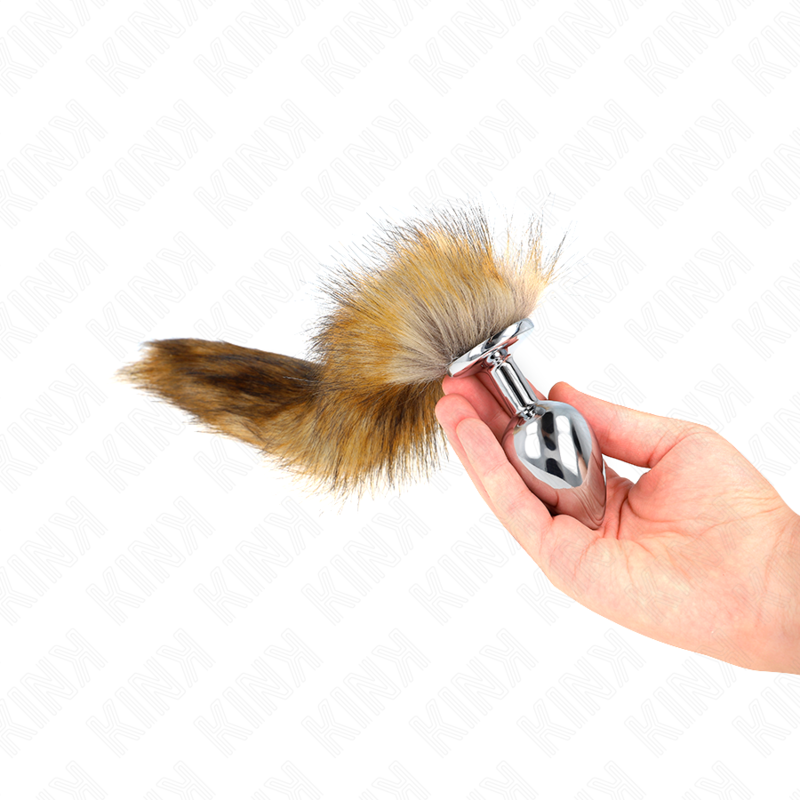 KINK - PLUG ANALE MISURA L 10 X 4 CM CON CODA SINTETICA 40 CM MARRONE - immagine 3