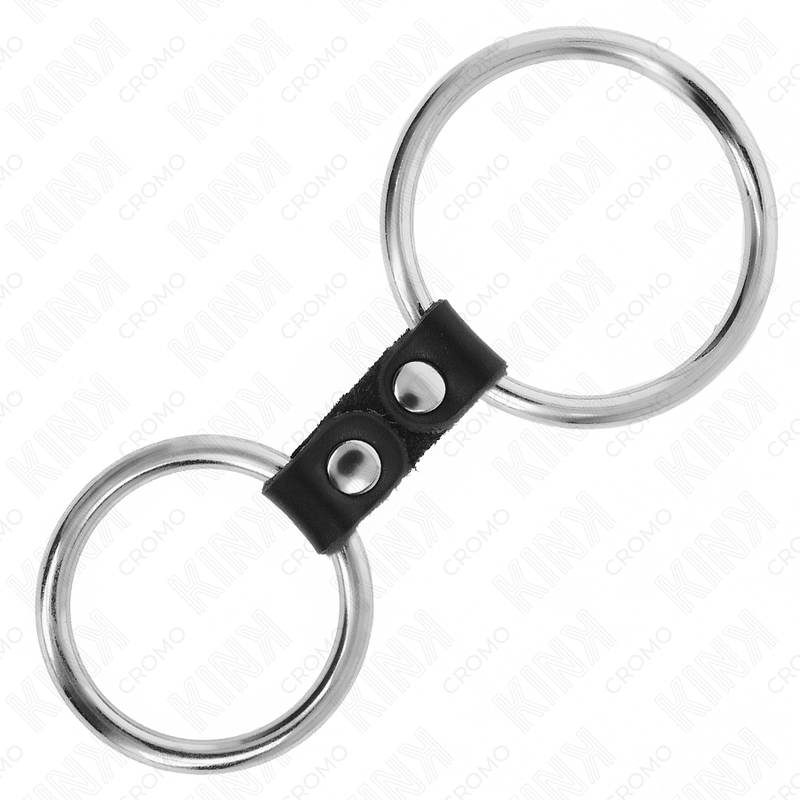 KINK - DOPPIO ANELLO PER PENE IN METALLO DA 3,7 CM A 5 CM COLLEGATO CON CINTURINO IN PELLE MODELLO 2 - immagine 4