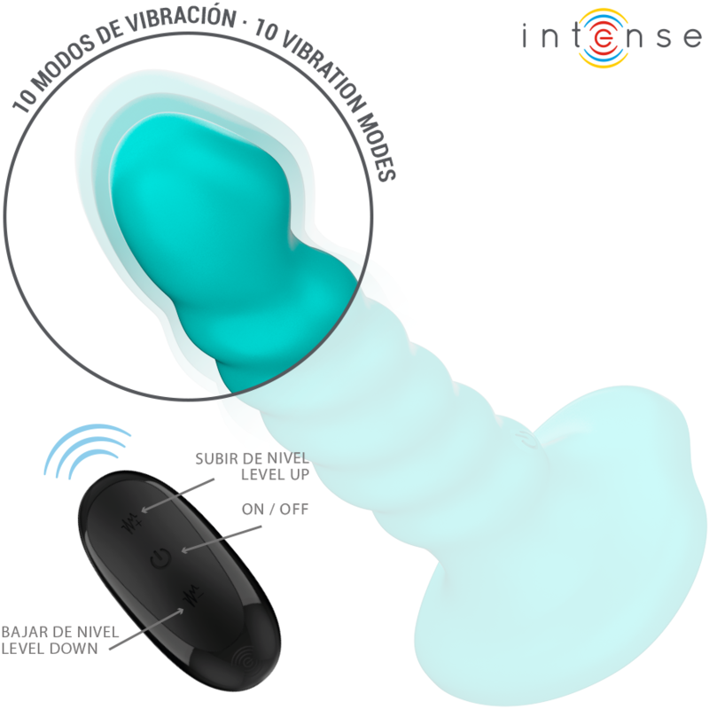 INTENSE - BUFFY VIBRATORE TAGLIA S DESIGN A SPIRALE 10 VIBRAZIONI TELECOMANDO BLU - immagine 3