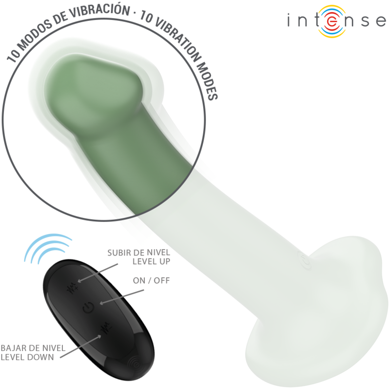 INTENSE - BECCA VIBRATORE CON VENTOSA 10 VIBRAZIONI TELECOMANDO VERDE - immagine 3