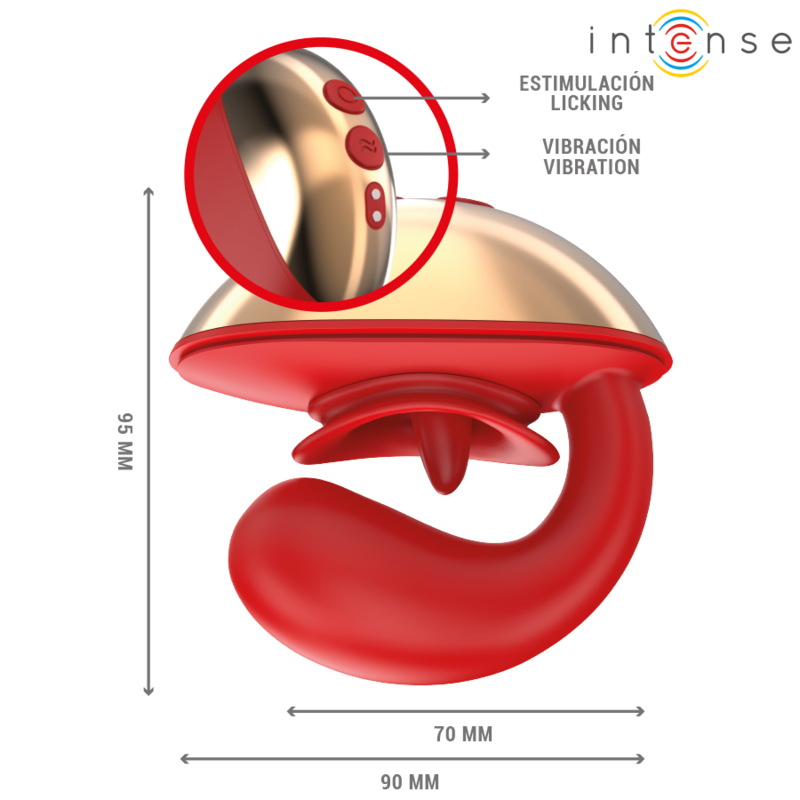 INTENSE - VIBRATORE E STIMOLATORE MARIAH A FORMA DI U 10 VIBRAZIONI ROSSO - immagine 5