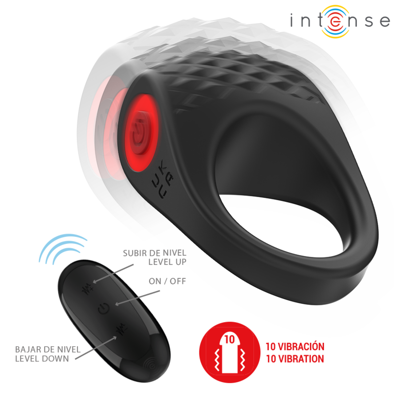 INTENSE - CLOVER VIBRATORE ANELLO PER PENE 10 VIBRAZIONI NERO - immagine 3
