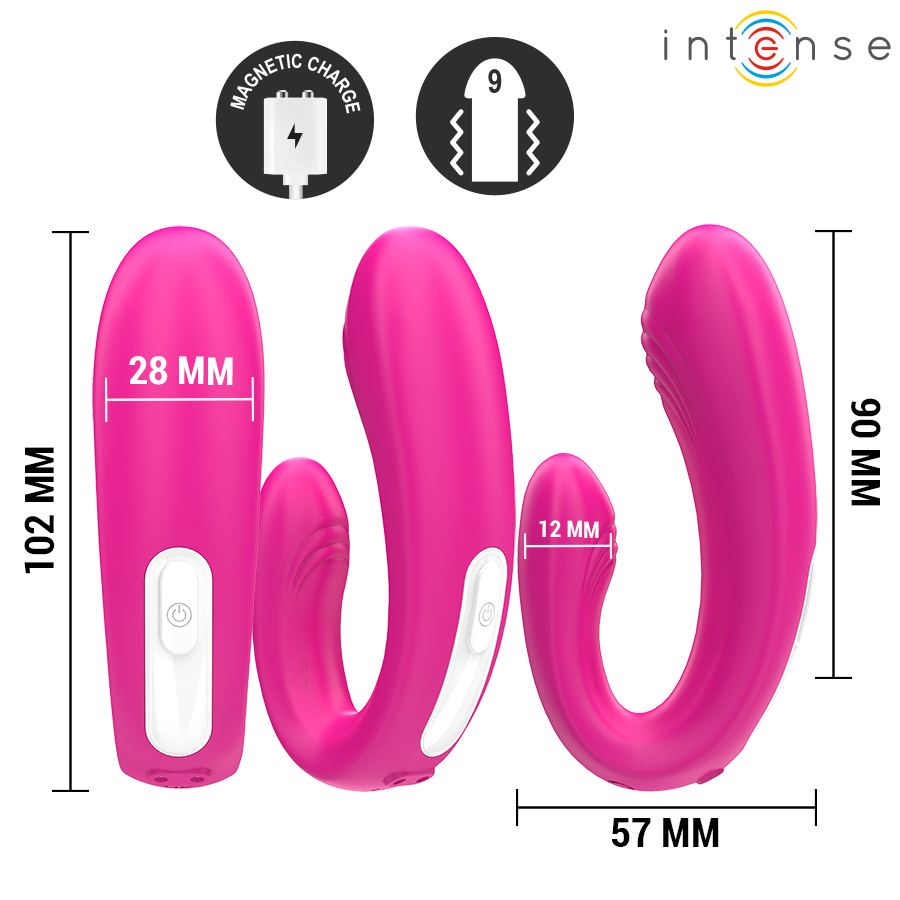 INTENSE - JANET DUAL STIMOLATORE E VIBRATORE A FORMA DI U CON TELECOMANDO ROSA - immagine 3