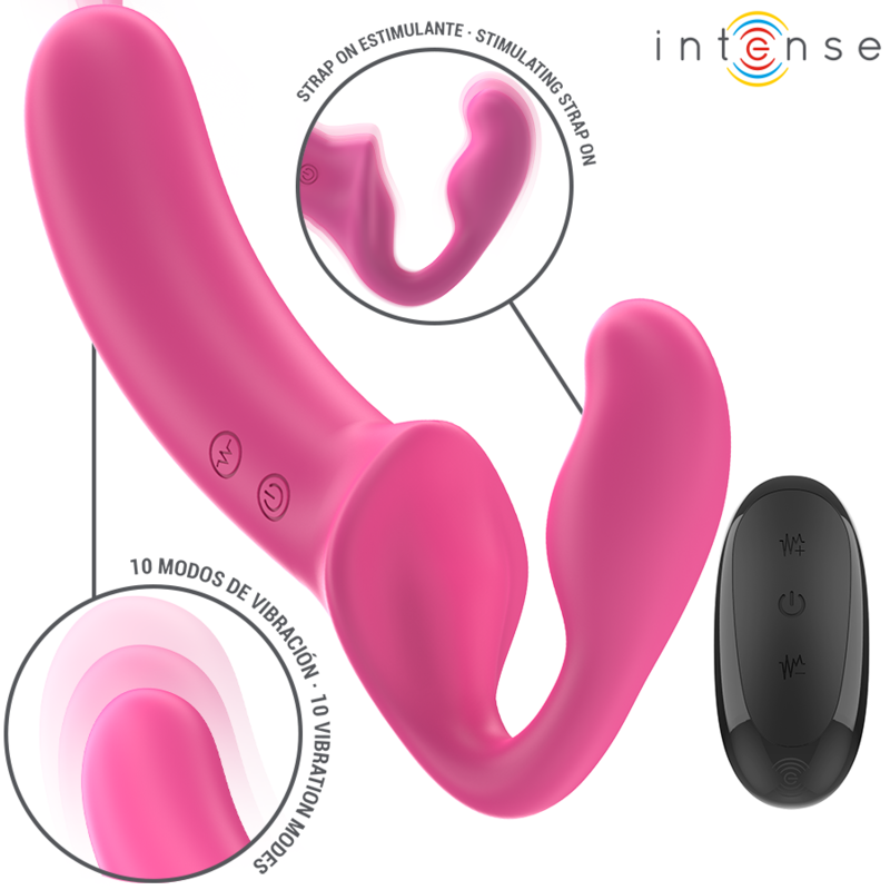 INTENSE - AMY DOPPIO VIBRATORE 20 CM ROSA TELECOMANDO - immagine 2