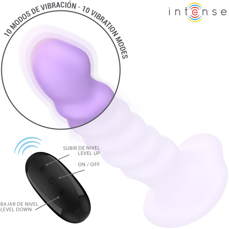 INTENSE - BRENDA VIBRATORE TAGLIA M DESIGN A SPIRALE 10 VIBRAZIONI TELECOMANDO VIOLA - immagine 4