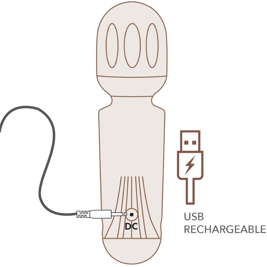 ROCKS-OFF - MINI BACCHETTA RICARICABILE 16 FUNZIONI TULIPANO NERO - immagine 5
