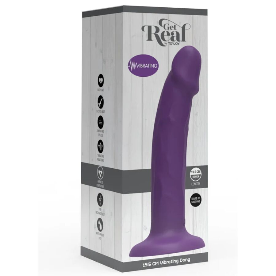 GET REAL - DILDO VIBRANTE IN SILICONE REALISTICO VIOLA 19,5 CM - immagine 4