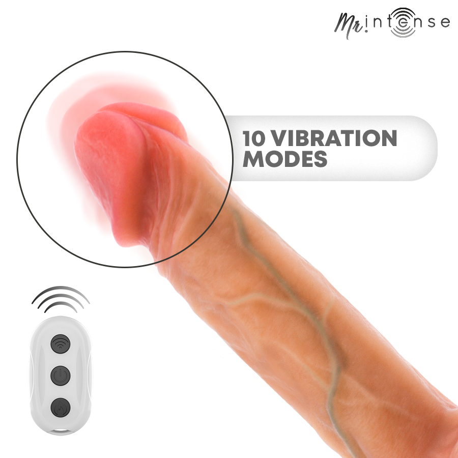 MR INTENSE - DILDO VIBRANTE LOGAN IN SILICONE CON EFFETTO CALORE E TELECOMANDO 20 CM -Ø- 4,1 CM - immagine 5