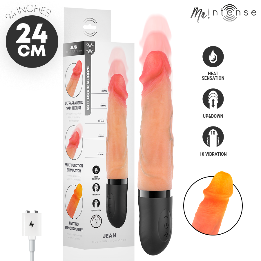 MR INTENSE - JEAN VIBRATORE UPDOWN CON EFFETTO CALORE 24 CM -Ø- 3,8 CM