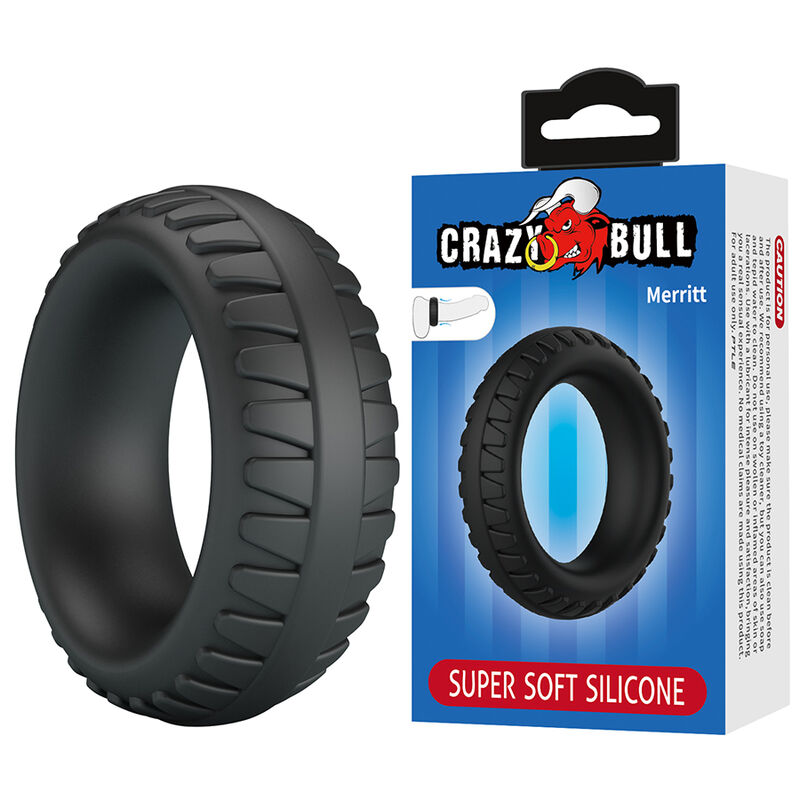 CRAZY BULL - ANELLO PER PENE IN SILICONE TESTURIZZATO MERRITT NERO