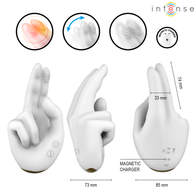 INTENSE - JIMMY STIMOLATORE MULTIFUNZIONE A FORMA DI MANO CON VIBRAZIONE E CALORE - immagine 3