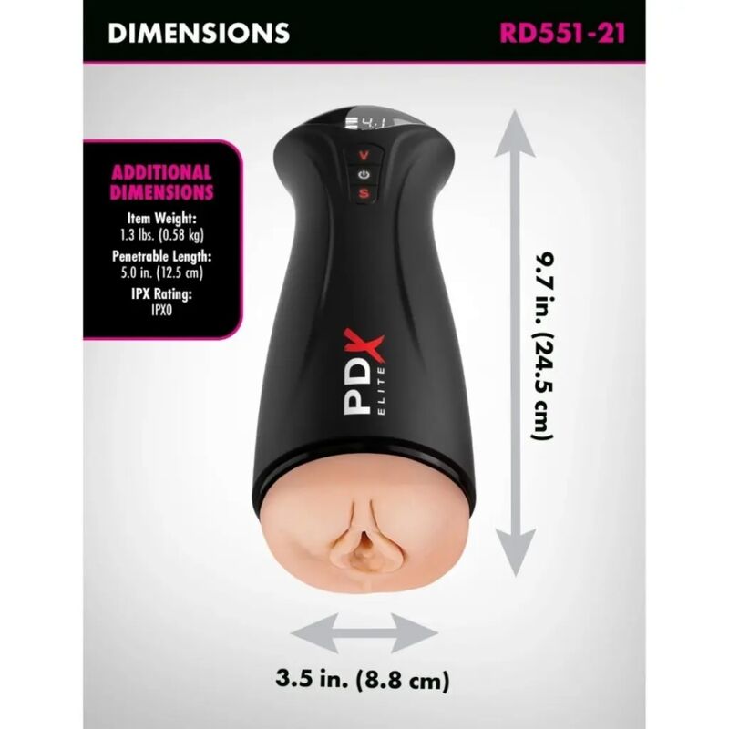 PDX ELITE - MASTURBATORE CON ASPIRAZIONE E VIBRAZIONE INTERMITTENTE FAP-GASM - immagine 5