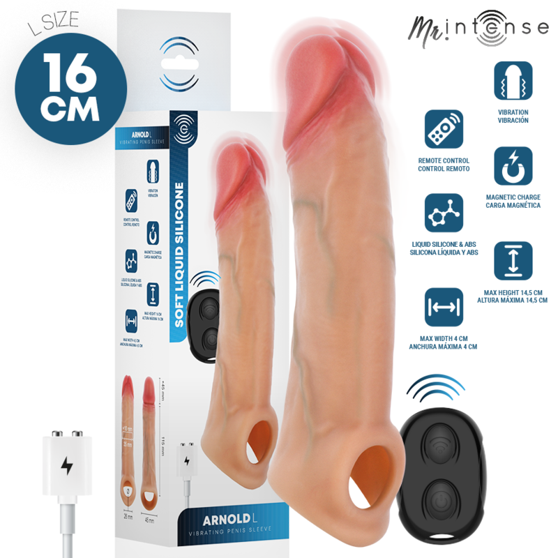MR INTENSE - ARNOLD L GUAINA PER PENE VIBRANTE ULTRA-REALISTICA CON TELECOMANDO 16 CM -Ø- 4,5 CM